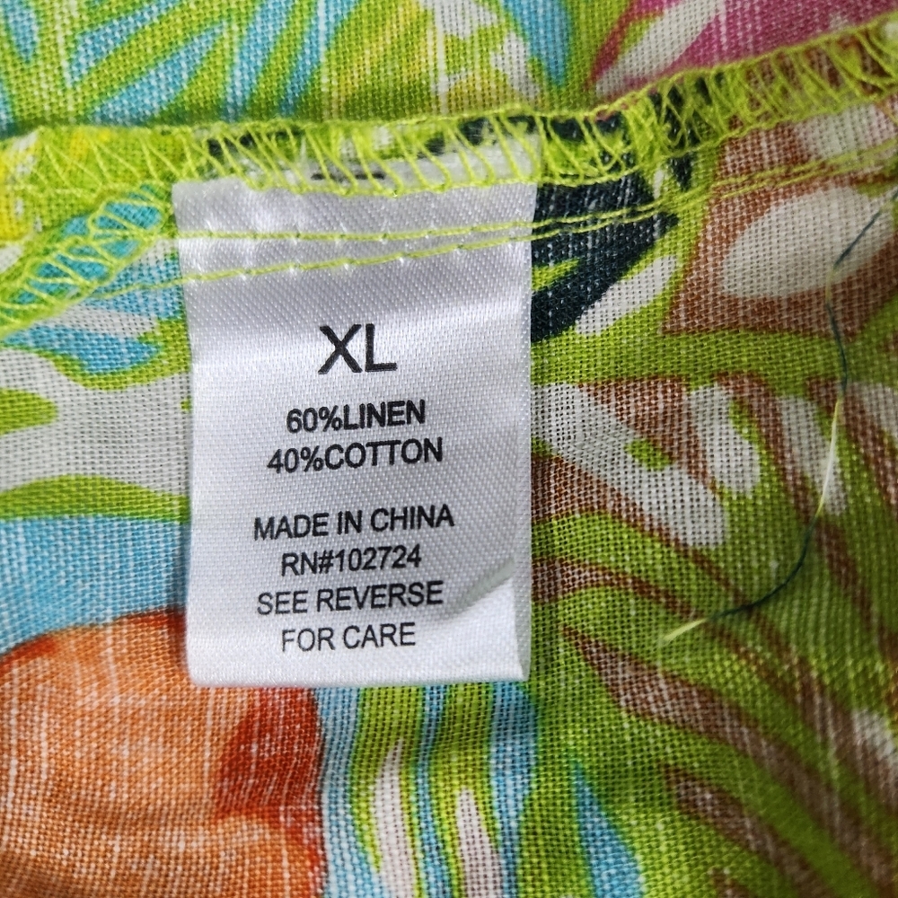 Hester & Orchard Tropical Print Linen Blend Top Size XL - Picture 6 of 7